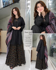 Lawn stuff, plain shirt, duppata diamond stuff and full printed, plazo lawn cotton stuff and full printed with nice stitching and 3pc trending article